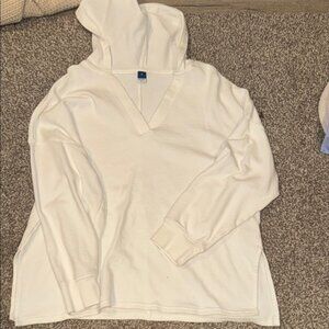 White V-Neck Hoodie